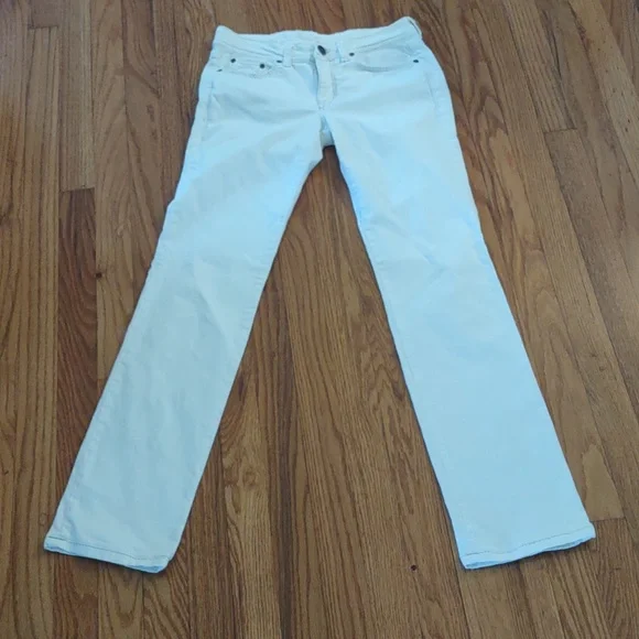 Women’s Skinny Jeans in White with Gray Contrast Stitching - Picture 1 of 7